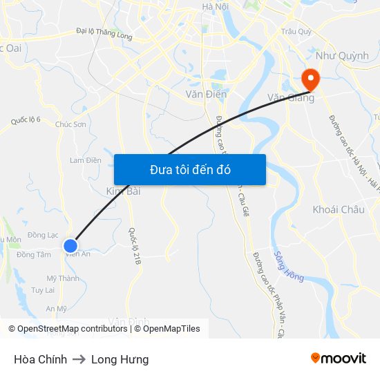 Hòa Chính to Long Hưng map