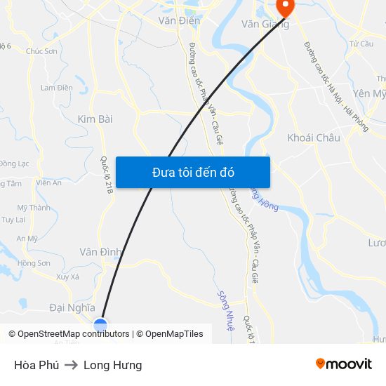 Hòa Phú to Long Hưng map