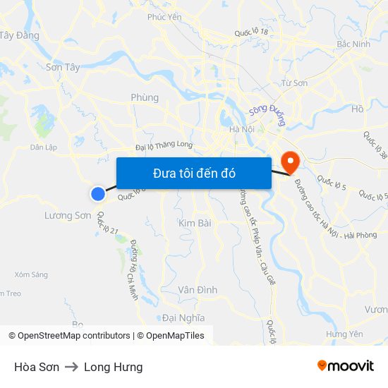 Hòa Sơn to Long Hưng map