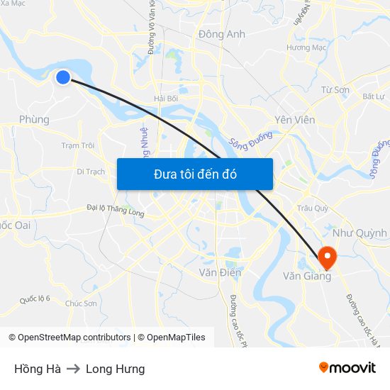Hồng Hà to Long Hưng map