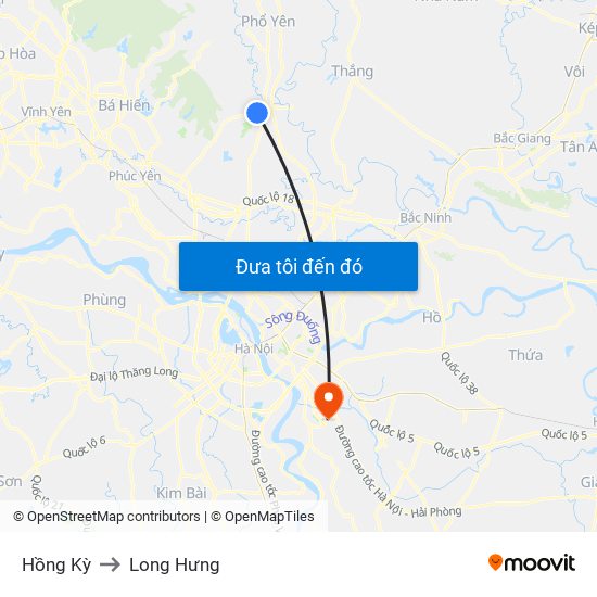 Hồng Kỳ to Long Hưng map
