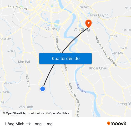 Hồng Minh to Long Hưng map