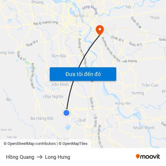 Hồng Quang to Long Hưng map