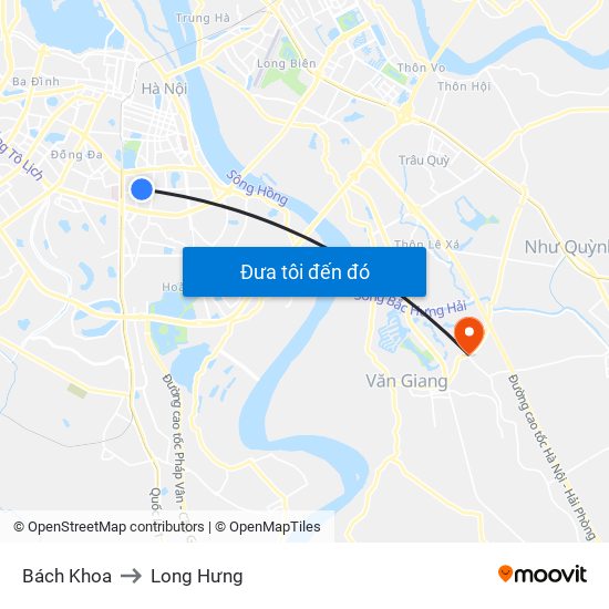 Bách Khoa to Long Hưng map