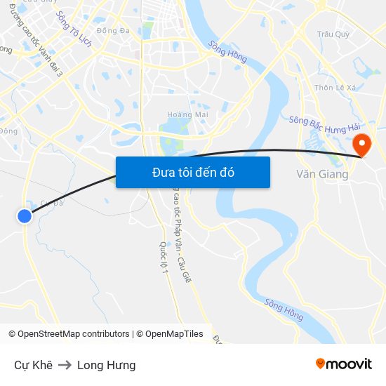 Cự Khê to Long Hưng map