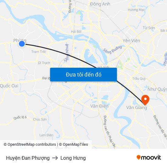 Huyện Đan Phượng to Long Hưng map