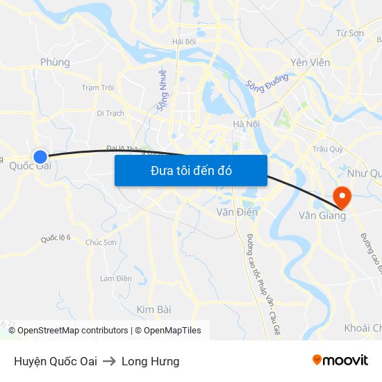 Huyện Quốc Oai to Long Hưng map