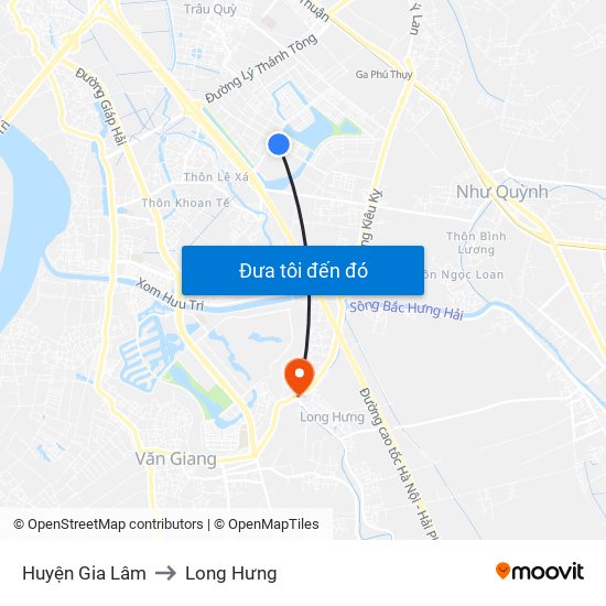 Huyện Gia Lâm to Long Hưng map