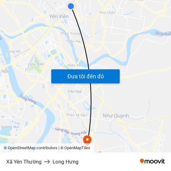 Xã Yên Thường to Long Hưng map