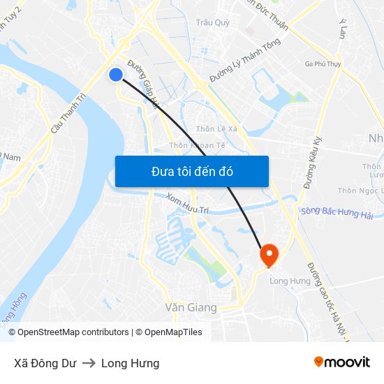 Xã Đông Dư to Long Hưng map