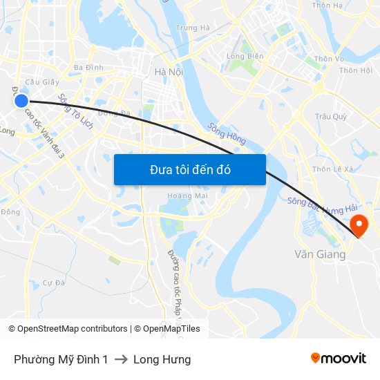 Phường Mỹ Đình 1 to Long Hưng map