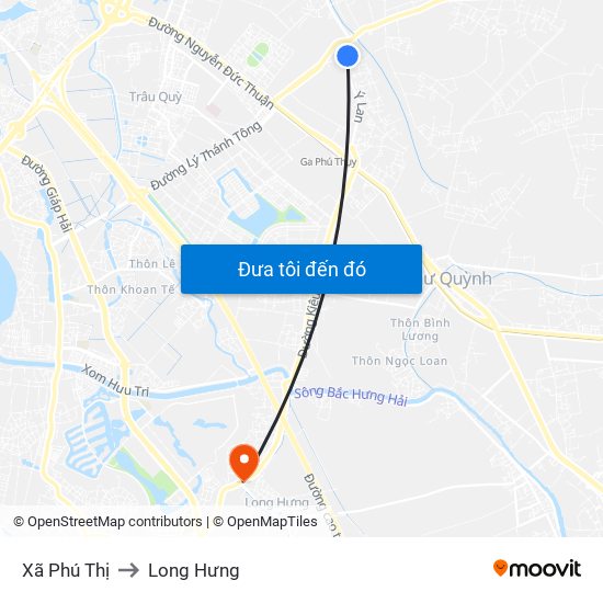 Xã Phú Thị to Long Hưng map