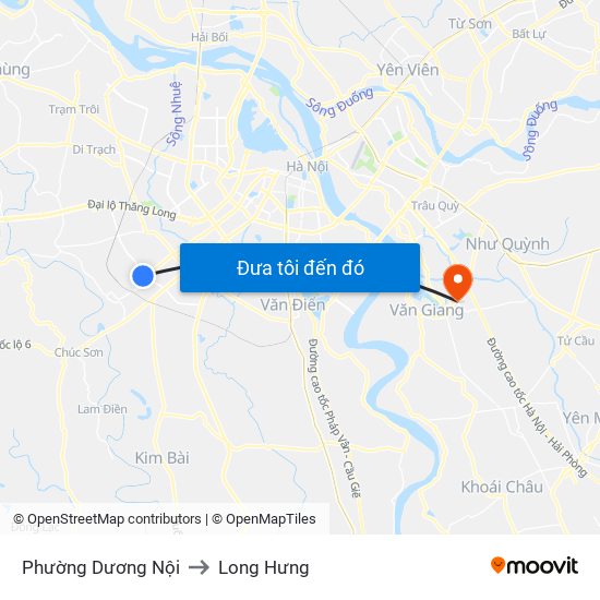 Phường Dương Nội to Long Hưng map