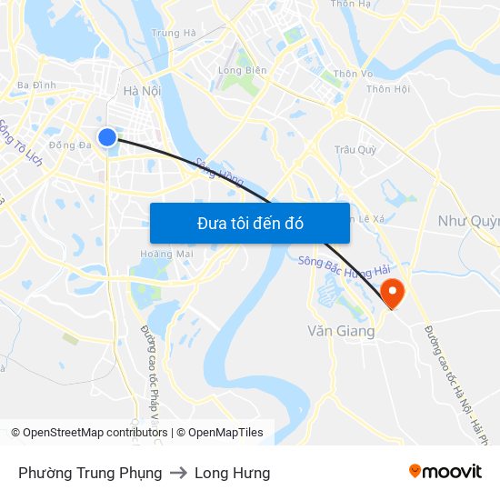 Phường Trung Phụng to Long Hưng map