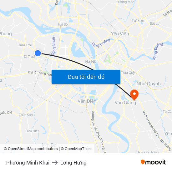 Phường Minh Khai to Long Hưng map