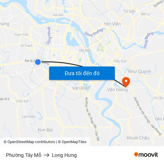 Phường Tây Mỗ to Long Hưng map