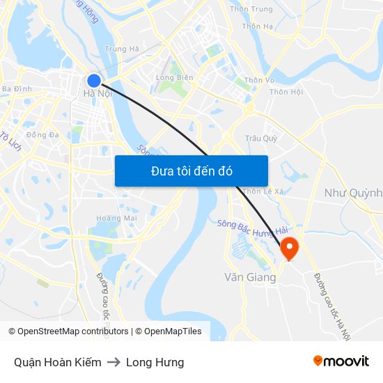 Quận Hoàn Kiếm to Long Hưng map