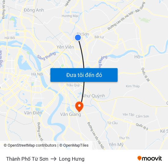 Thành Phố Từ Sơn to Long Hưng map