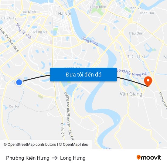 Phường Kiến Hưng to Long Hưng map