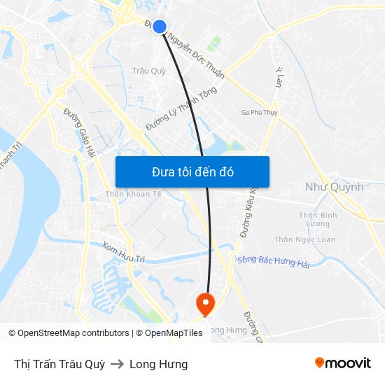 Thị Trấn Trâu Quỳ to Long Hưng map