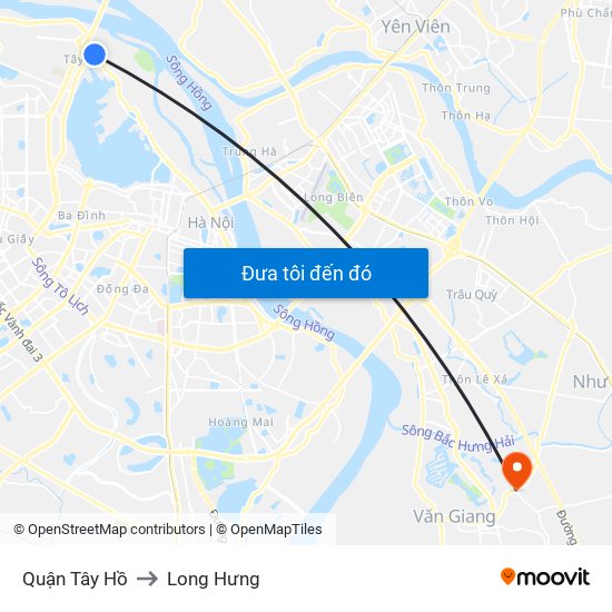 Quận Tây Hồ to Long Hưng map