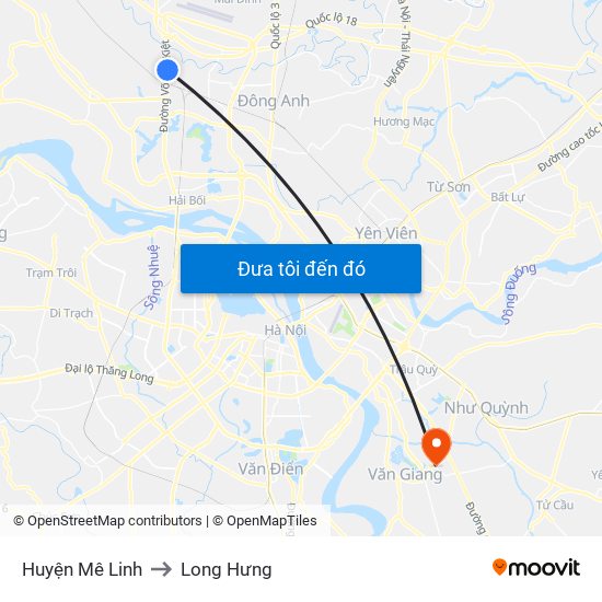 Huyện Mê Linh to Long Hưng map