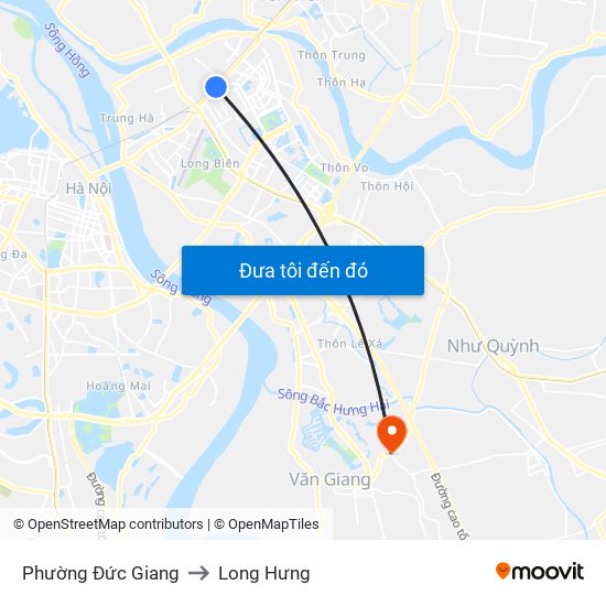 Phường Đức Giang to Long Hưng map