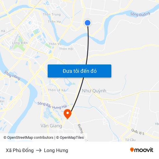 Xã Phù Đổng to Long Hưng map