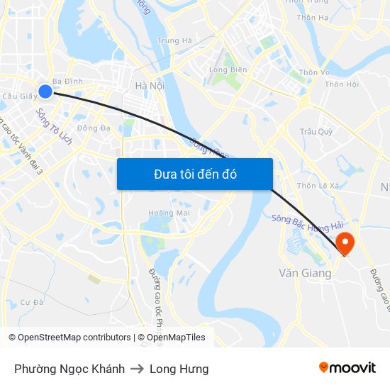 Phường Ngọc Khánh to Long Hưng map