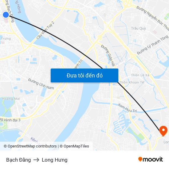 Bạch Đằng to Long Hưng map