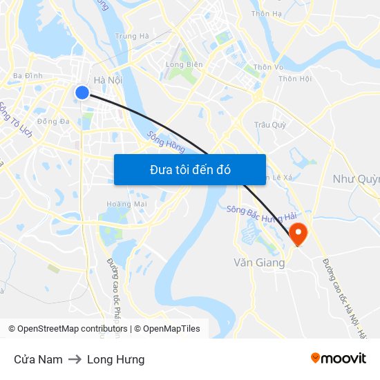 Cửa Nam to Long Hưng map