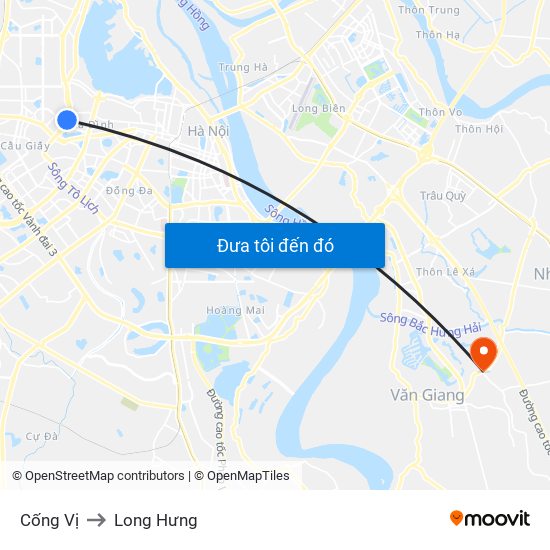 Cống Vị to Long Hưng map