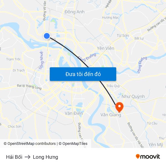 Hải Bối to Long Hưng map