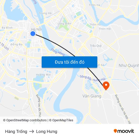 Hàng Trống to Long Hưng map