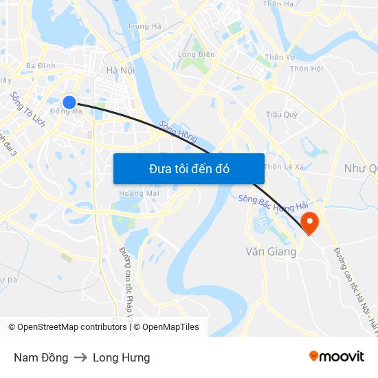 Nam Đồng to Long Hưng map