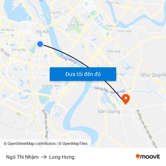 Ngô Thì Nhậm to Long Hưng map