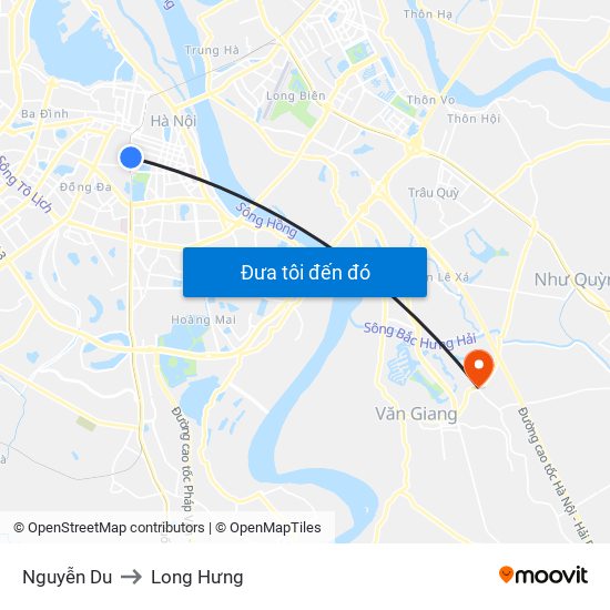 Nguyễn Du to Long Hưng map