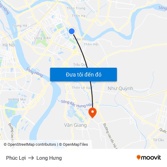 Phúc Lợi to Long Hưng map