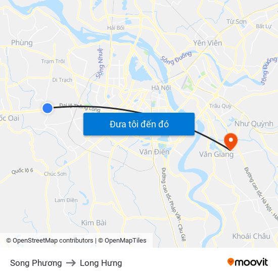 Song Phương to Long Hưng map