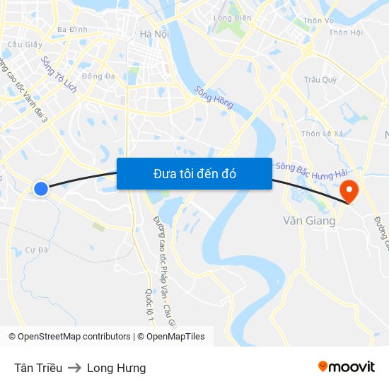 Tân Triều to Long Hưng map