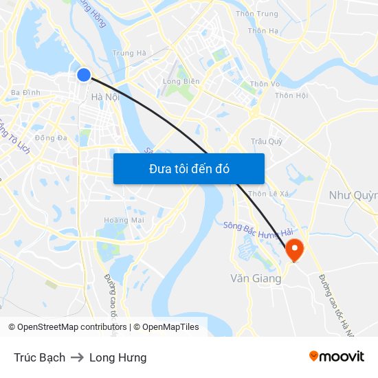 Trúc Bạch to Long Hưng map