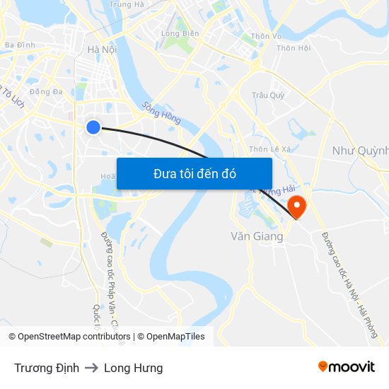Trương Định to Long Hưng map