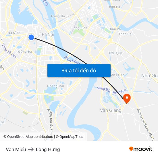 Văn Miếu to Long Hưng map