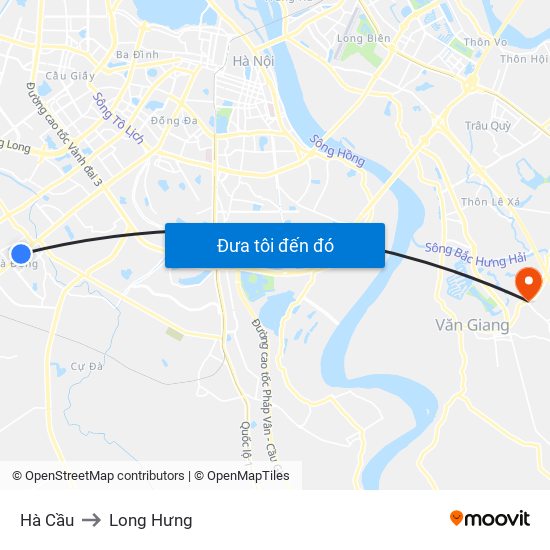Hà Cầu to Long Hưng map