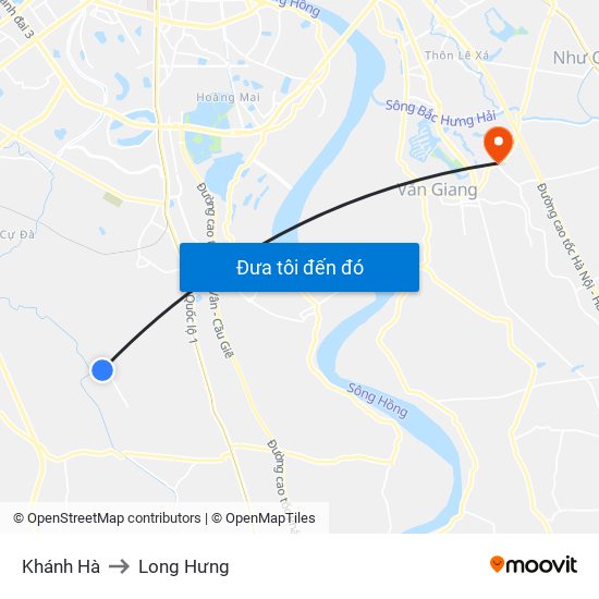 Khánh Hà to Long Hưng map