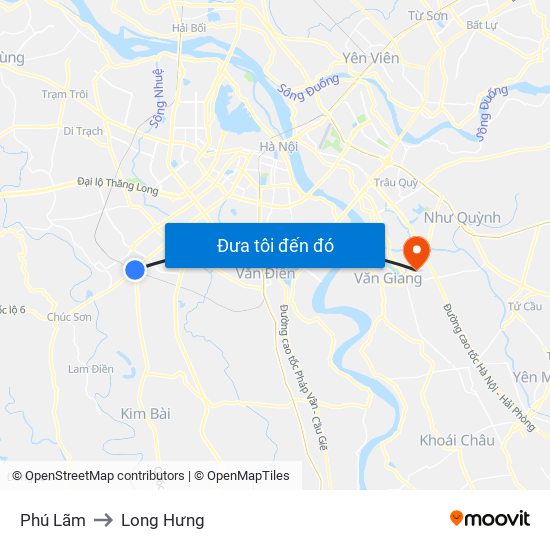 Phú Lãm to Long Hưng map