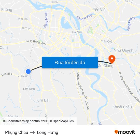 Phụng Châu to Long Hưng map