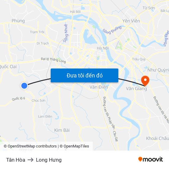 Tân Hòa to Long Hưng map