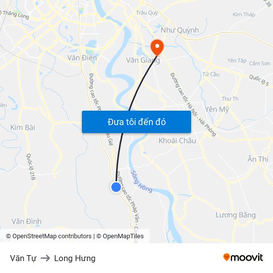 Văn Tự to Long Hưng map