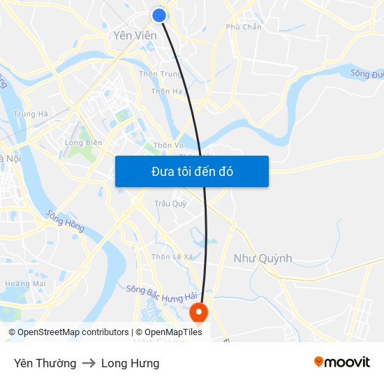 Yên Thường to Long Hưng map